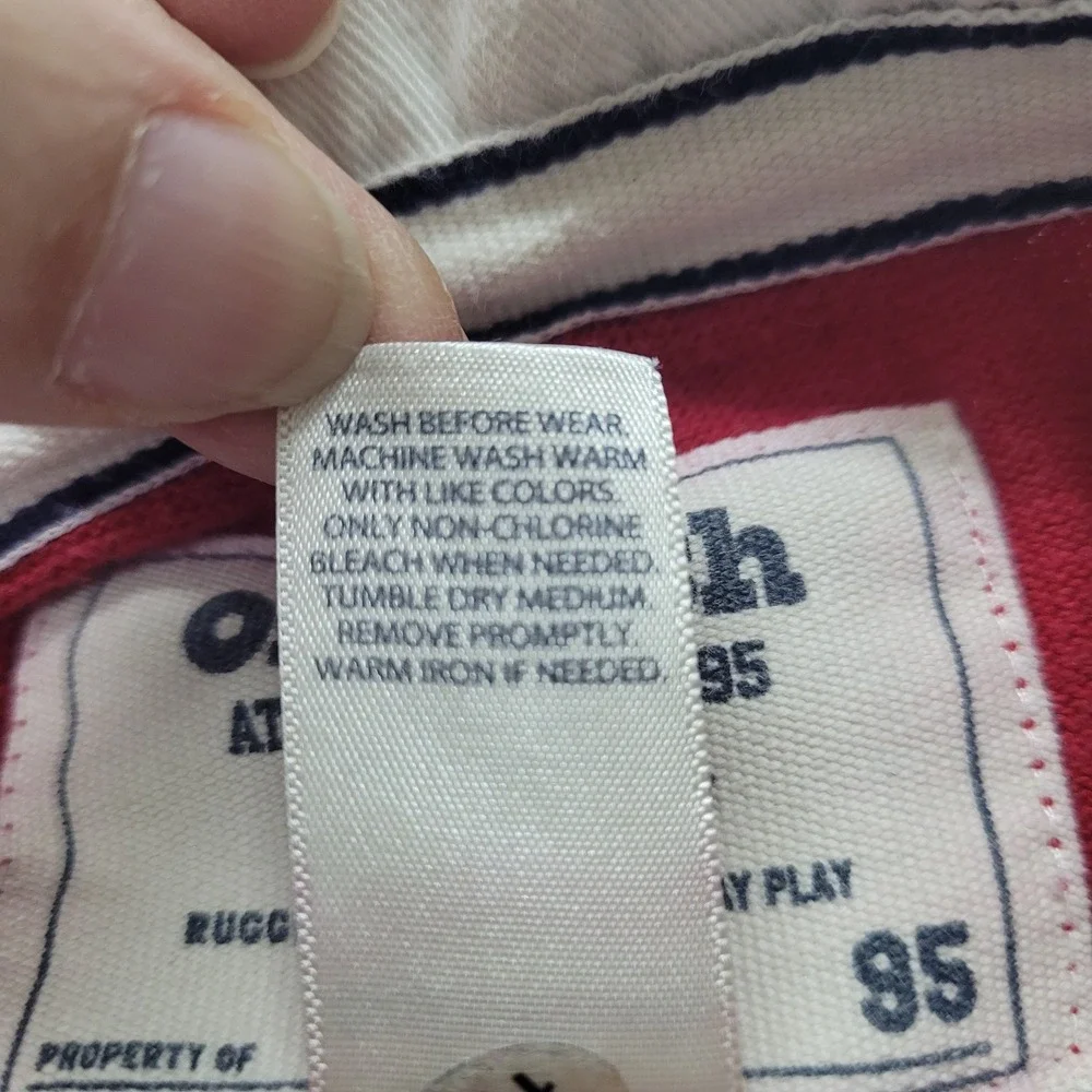 Vintage OshKosh B'gosh Kids Rugby Shirt Long Sleeve Red‎ Cream Stripe Size 6
